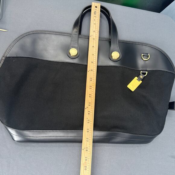 VTG Dooney & Bourke USA Black Leather Canvas Weekender Overnight Duffle No Strap - Picture 13 of 16